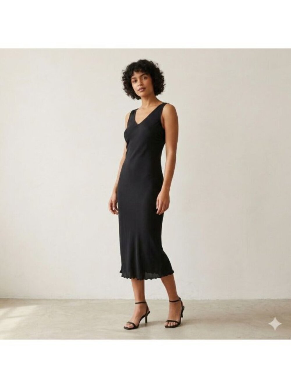 NWOT Vintage Simply Silk Black 100% Silk 90s Midi Slip Dress Med/Large Deadstock